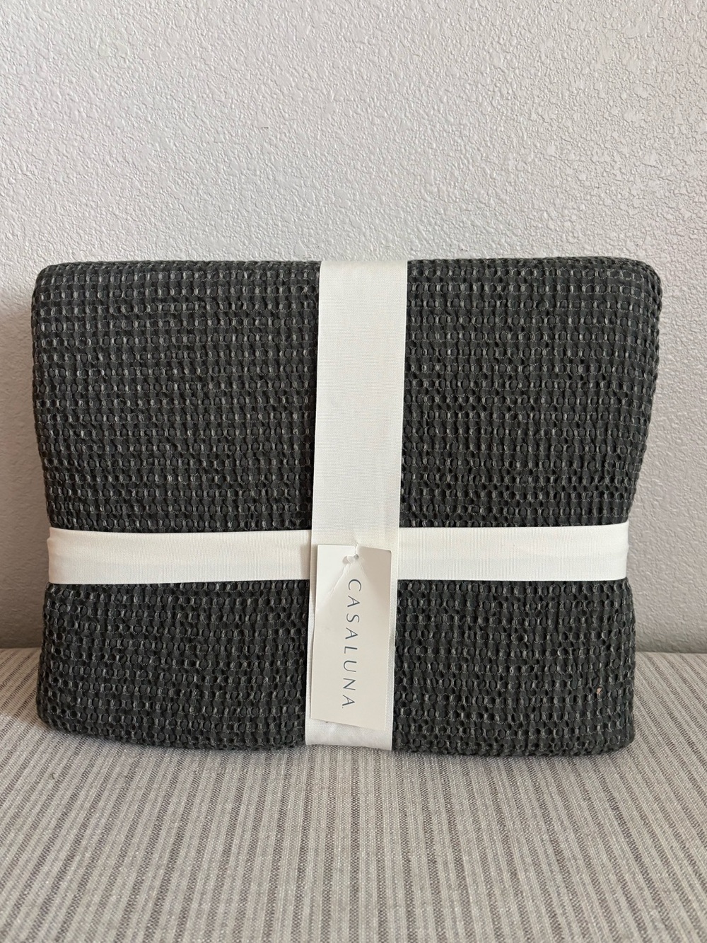 NWT King Plus Textured Waffle Coverlet Olive Green - Casaluna